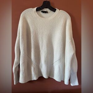 Alice + Olivia CreamRibbed wool  Oversize Drop Shoulder SweaterThumbholes size S